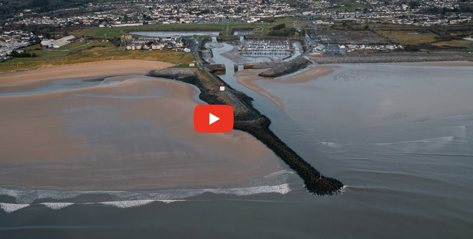 A panoramic image of a coastline